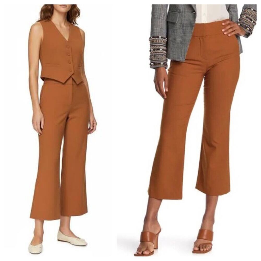 Veronica Beard Cormac Pants Rust Wool Blend Cropped Career Business Work SZ 6